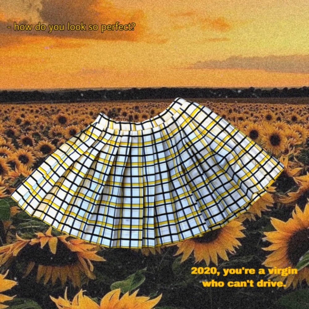 Vintage plaid pleated skirt